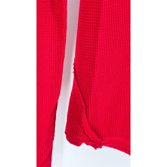 Michael Stars Waffle Knit T Shirt  Long Sleeve V Neck Reverse Seam - Picture 13 of 16